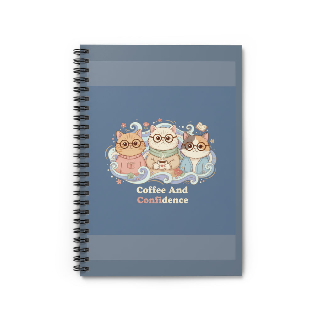 Cats With Glasses Spiral Notebook – Coffee and Confidence