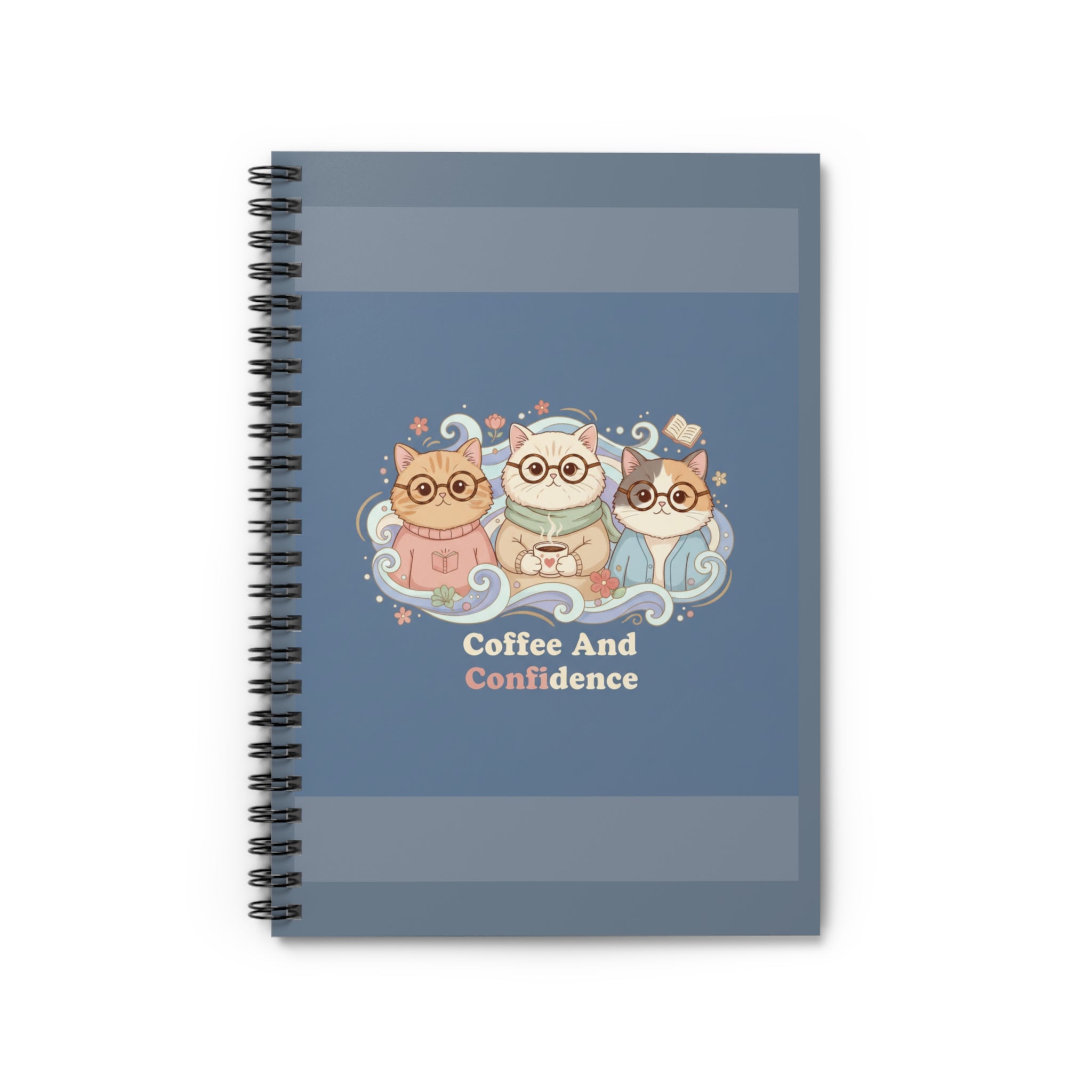 Cats With Glasses Spiral Notebook – Coffee and Confidence