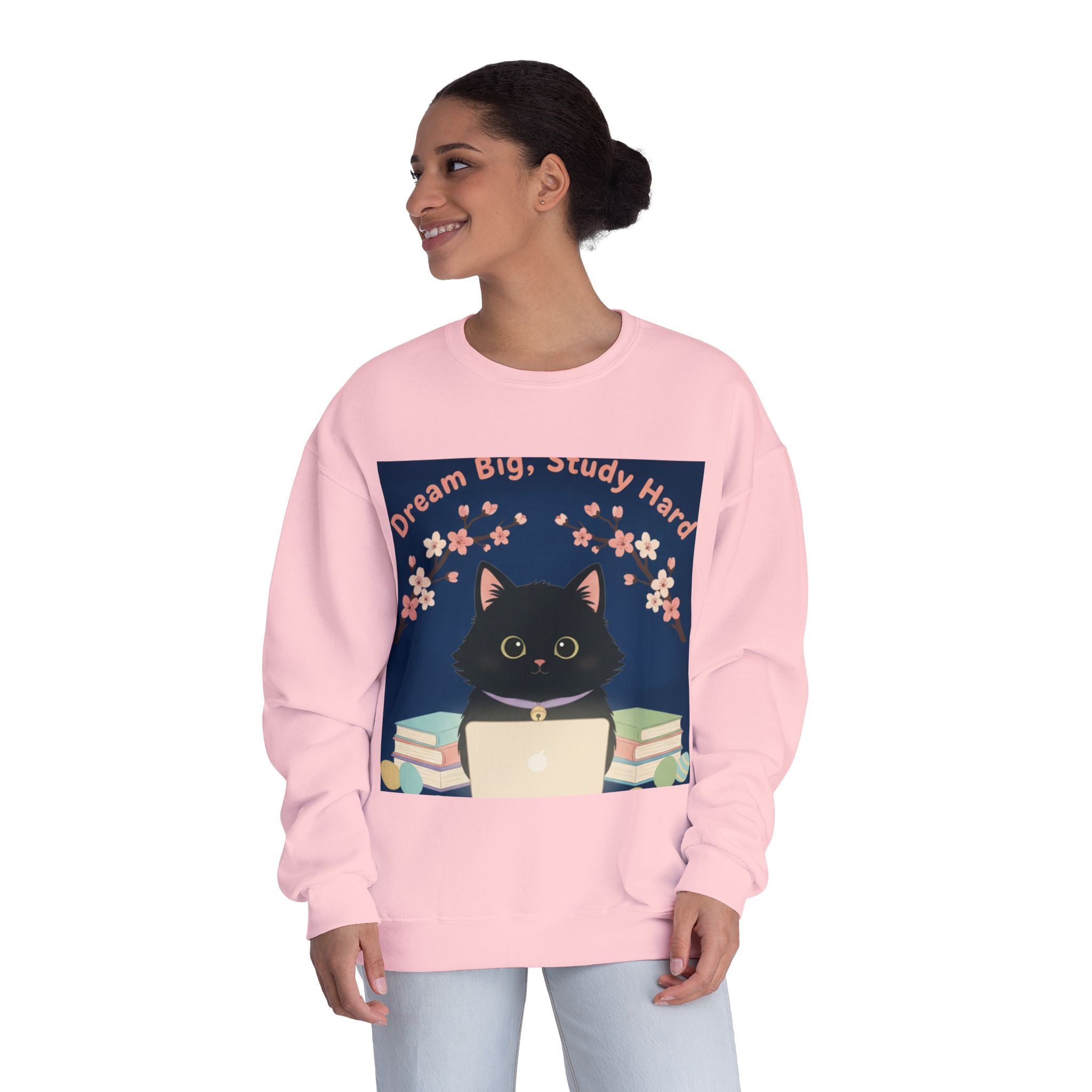 Black Cat Crewneck Sweatshirt – Dream Big Study Hard