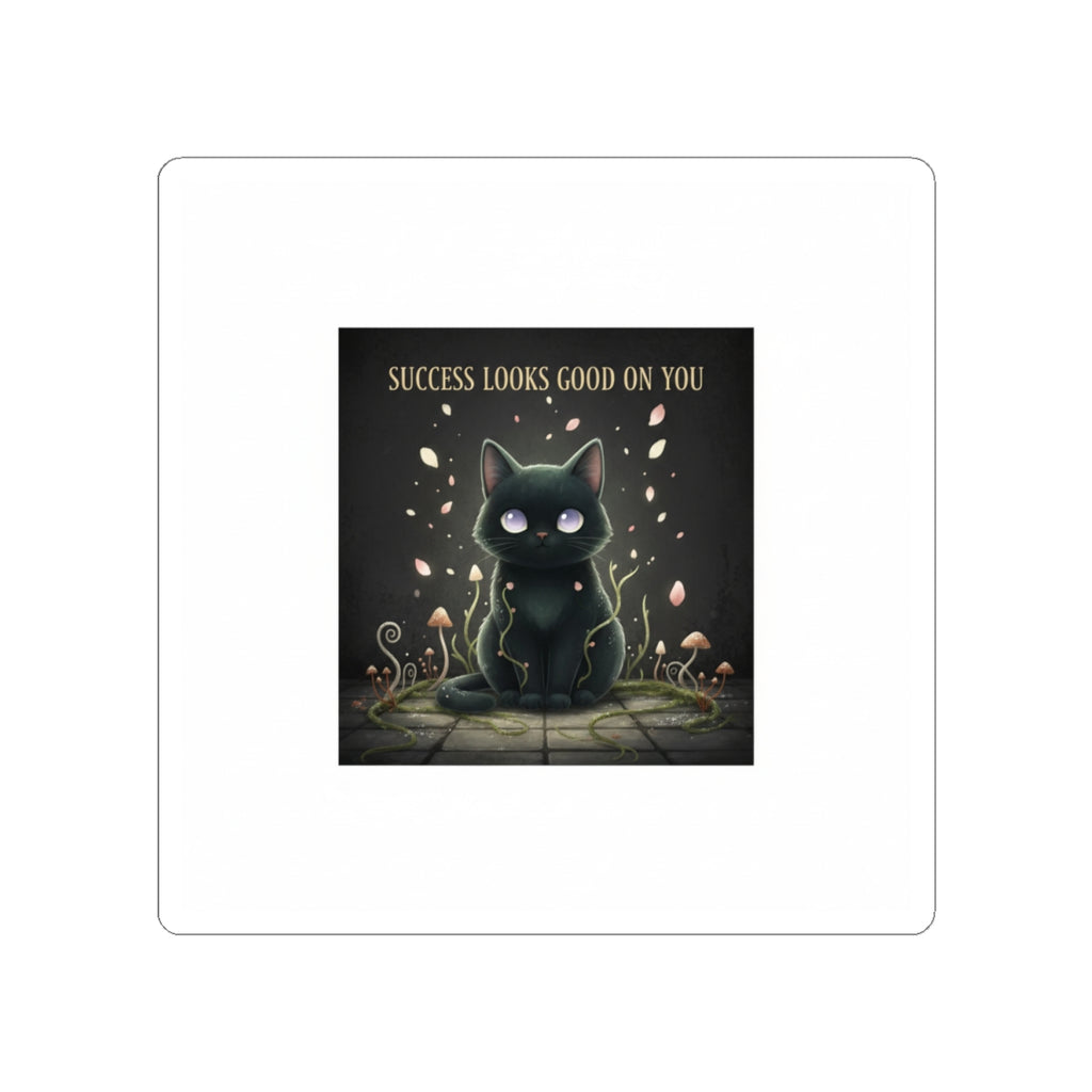 Black Cat Kiss-Cut Sticker – Success Looks Good on You
