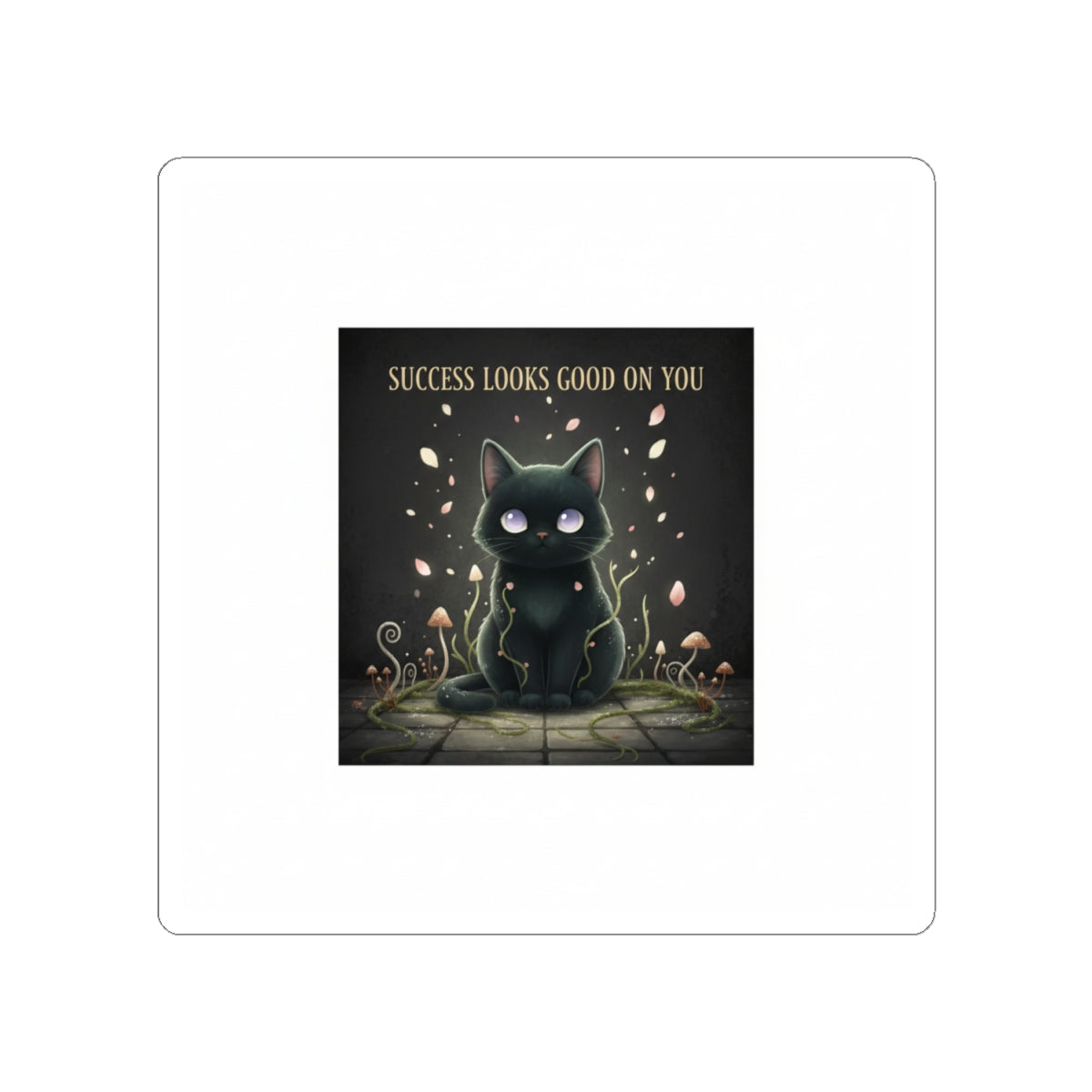 Black Cat Kiss-Cut Sticker – Success Looks Good on You
