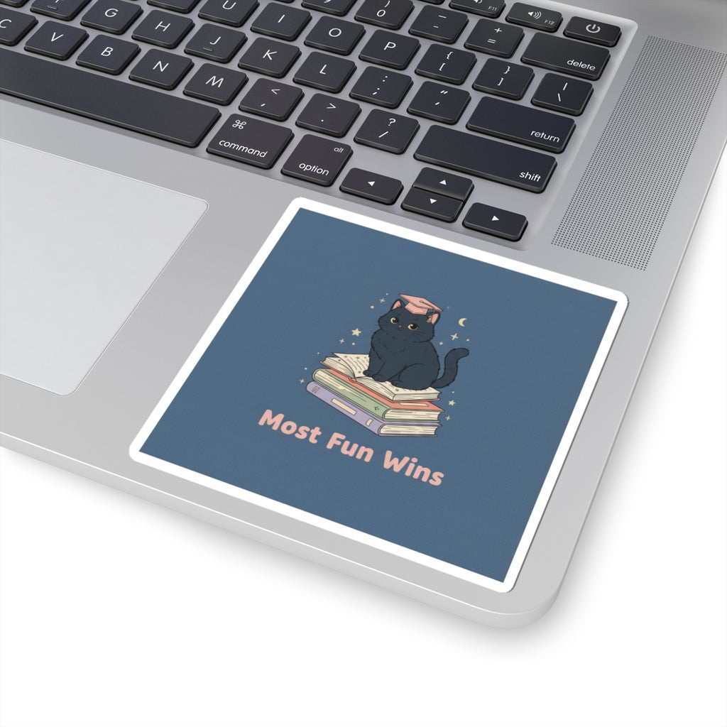 Black Cat Kiss-Cut Sticker – Most Fun Wins