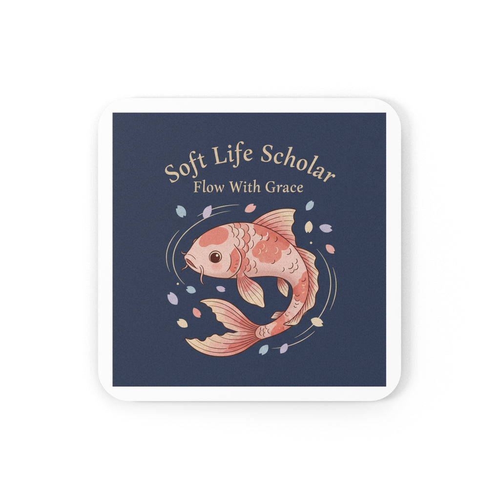 Koi Cork Coaster – Soft Life Scholar Flow With Grace