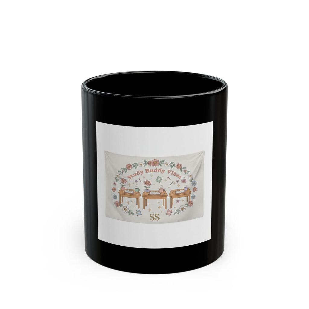 Study Buddy Vibes Black Mug 11oz