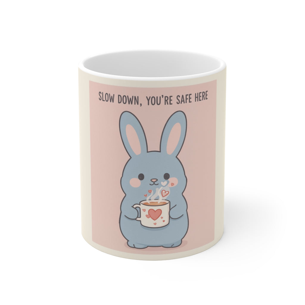 SLOW DOWN, YOU’RE SAFE HERE Rabbit Mug 11oz