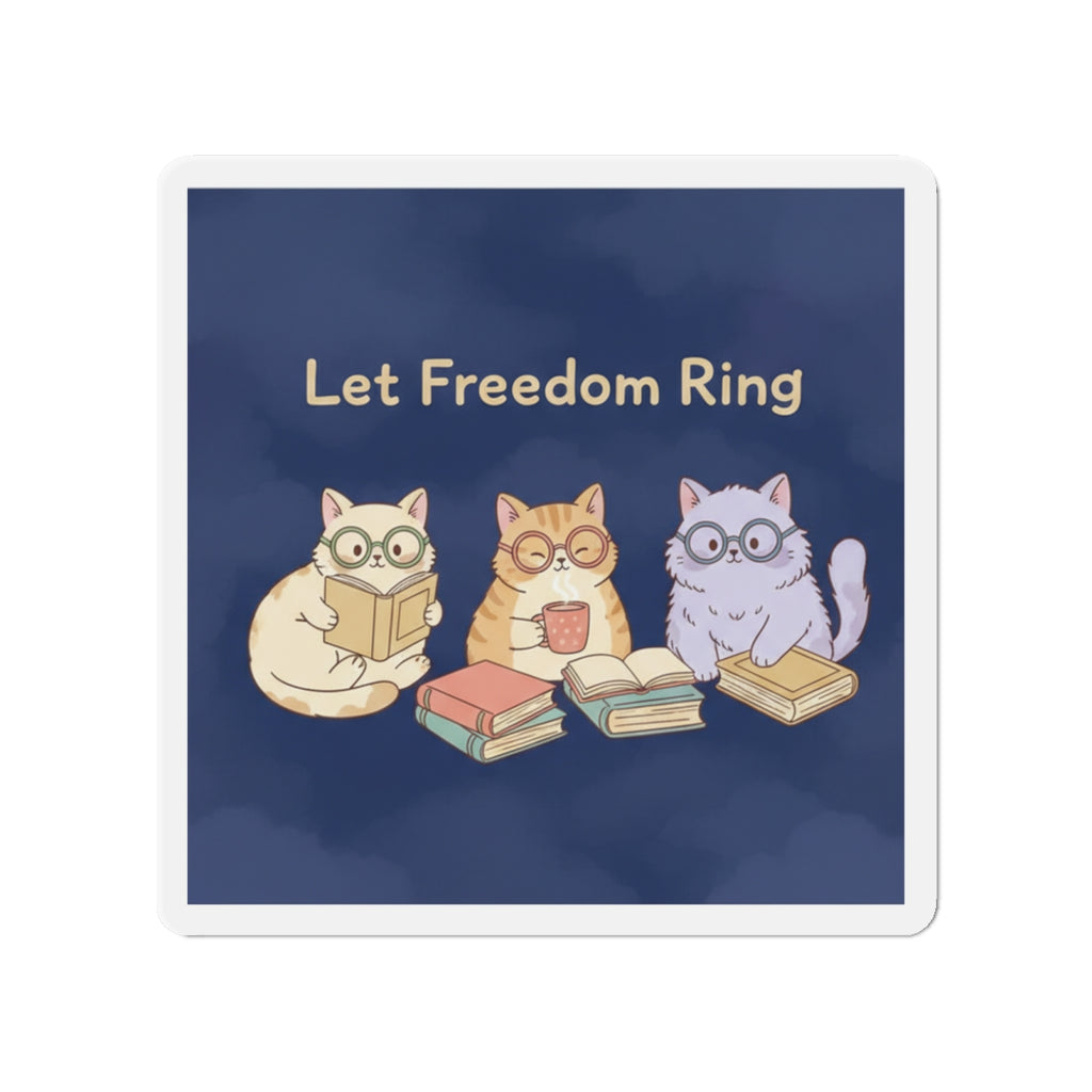 Cats With Glasses Die-Cut Magnet – Let Freedom Ring