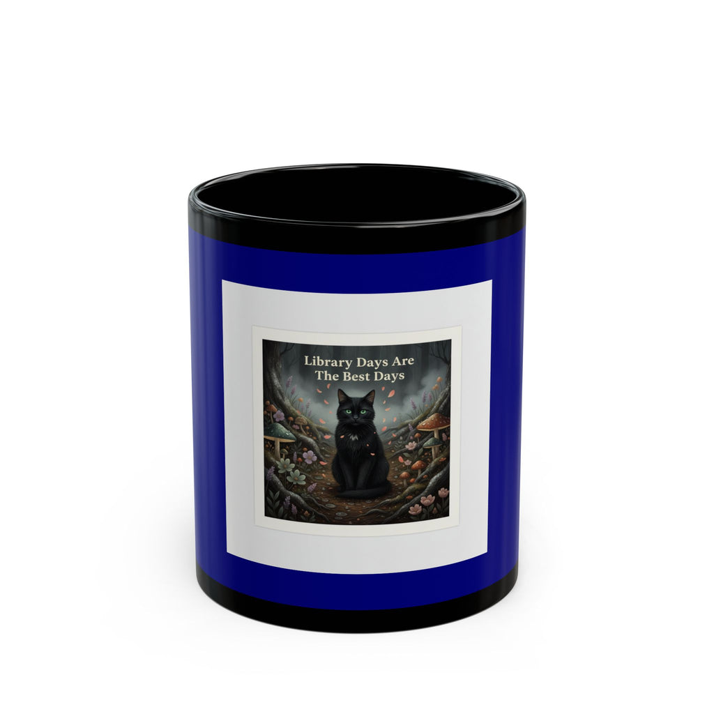 Cat Black Mug 11oz – Library Days Are the Best Days