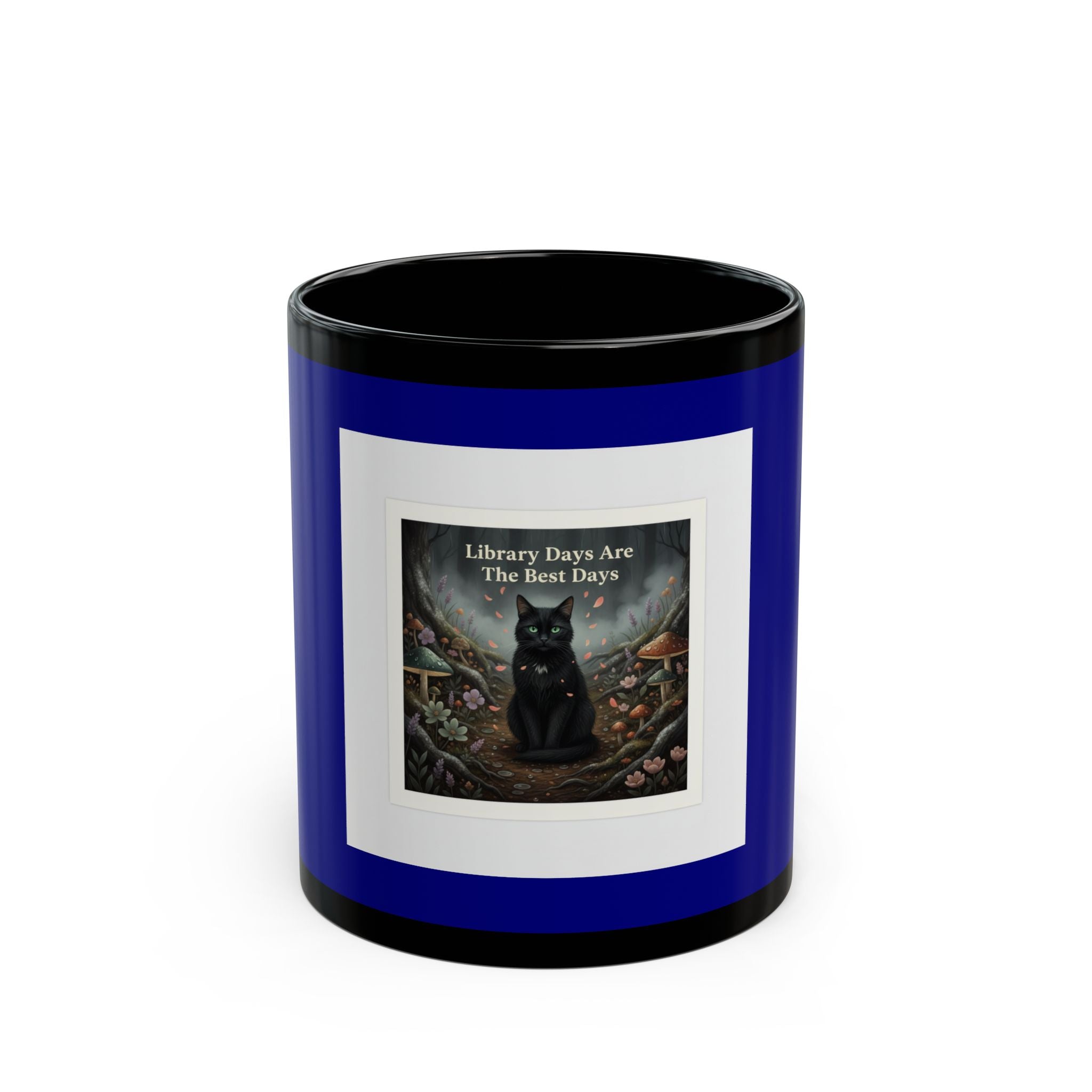Cat Black Mug 11oz – Library Days Are the Best Days