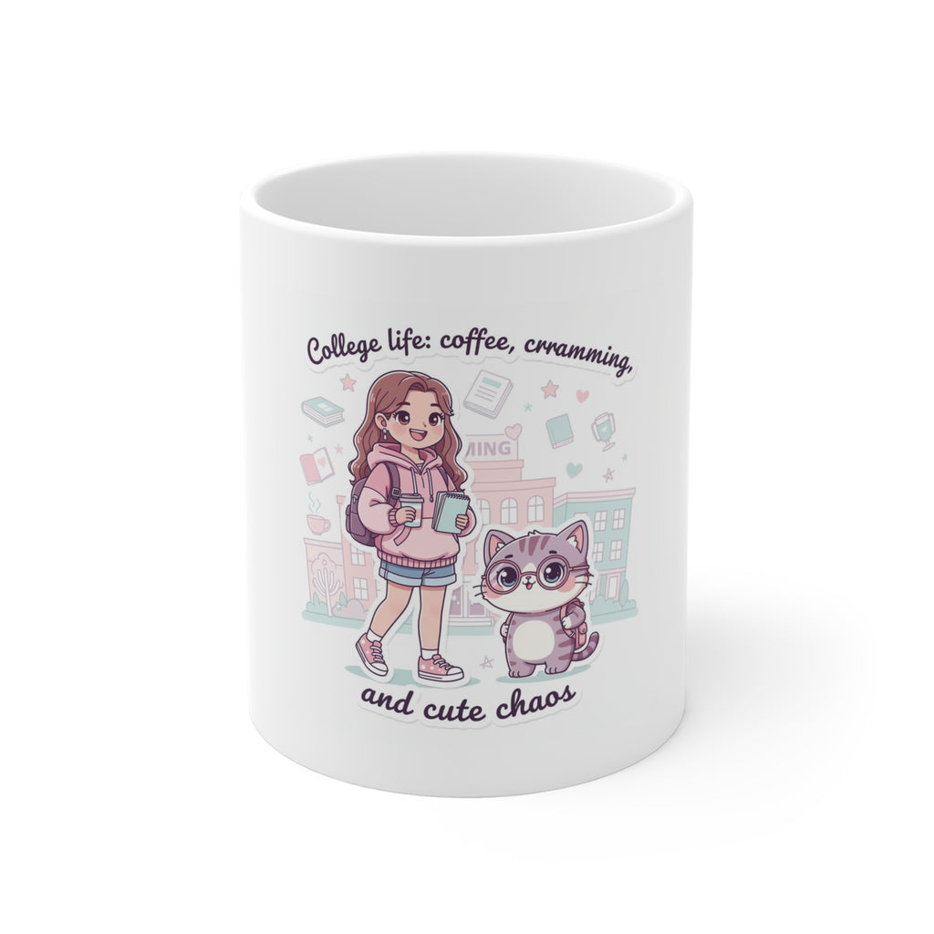 College life: coffee, cramming, and cute chaos Mug 11oz