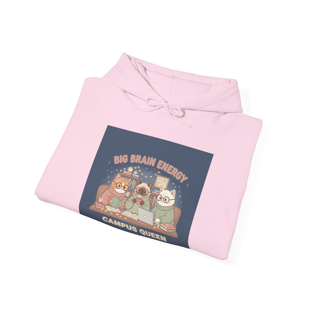 Cat Hoodie – Big Brain Energy Campus Queen