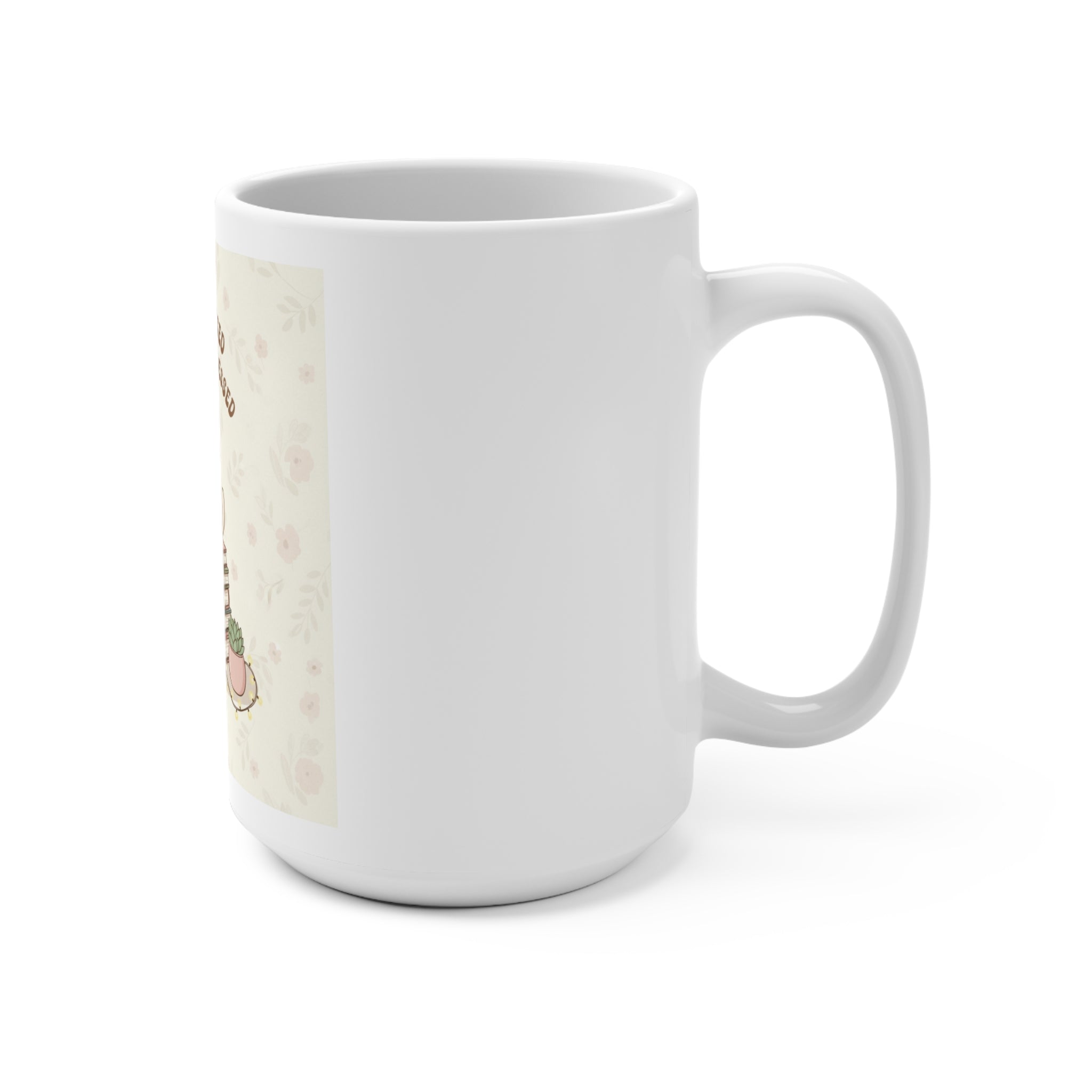 STRESSED BLESSED AND COFFEE OBSESSED Cat Mug 15oz
