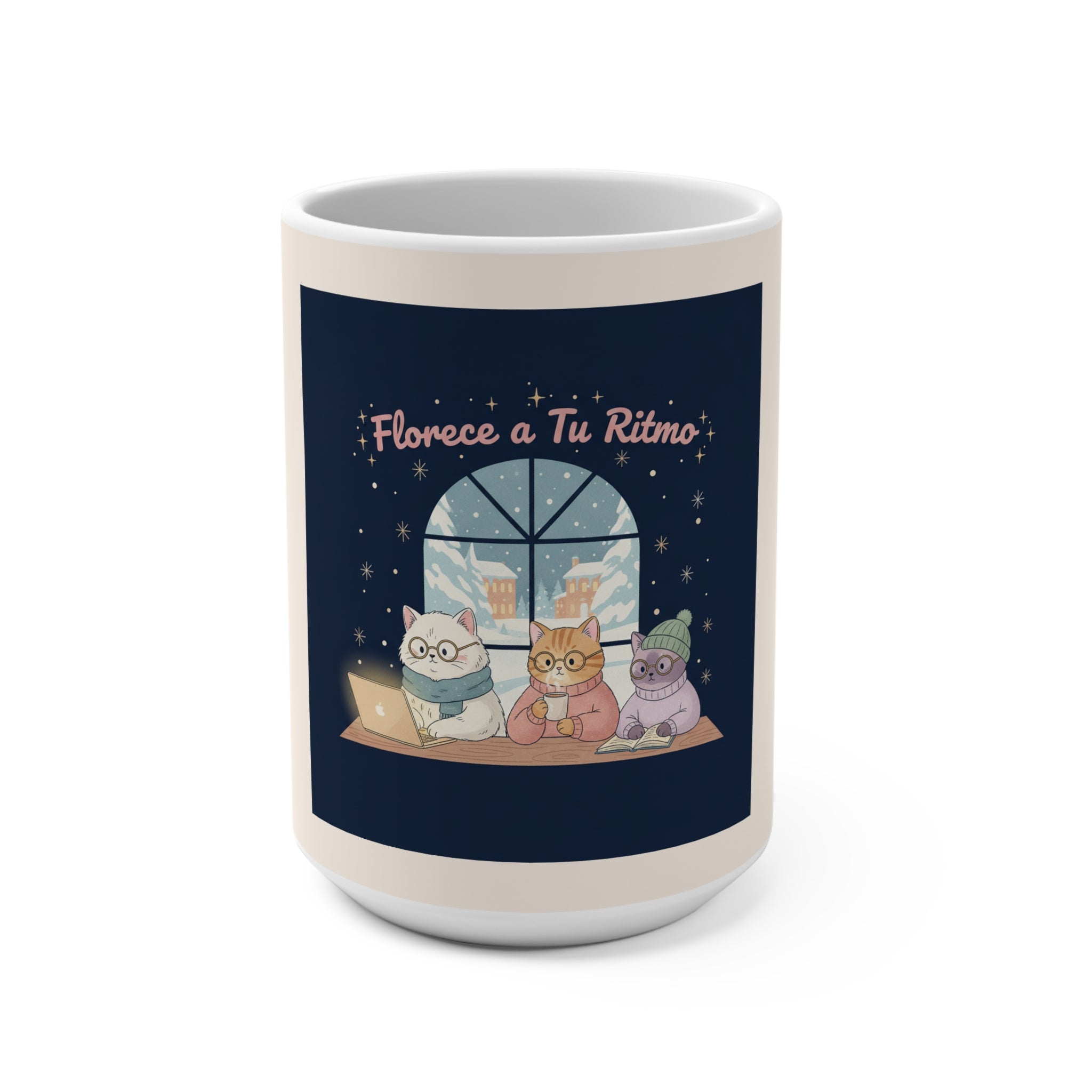 Cat Mug 15oz – Florece a Tu Ritmo
