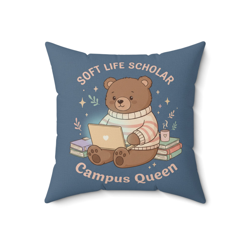 Bear Square Pillow – Soft Life Scholar Campus Queen