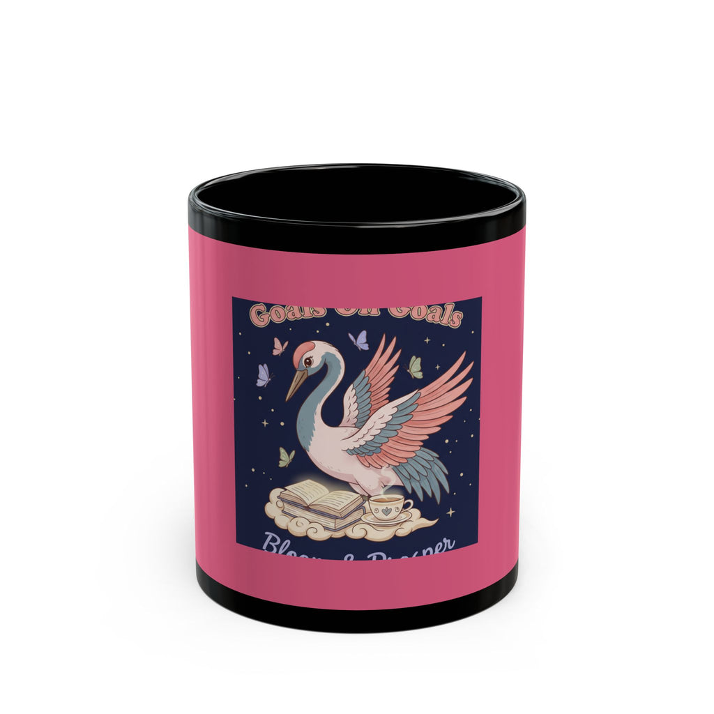 Crane Black Mug 11oz – Goals on Goals Bloom Prosper