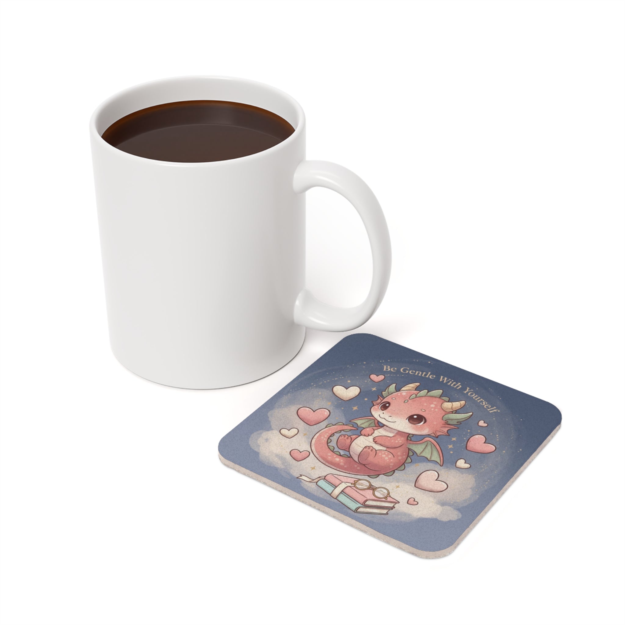 Cats With Glasses Cork Coaster – Be Gentle With Yourself