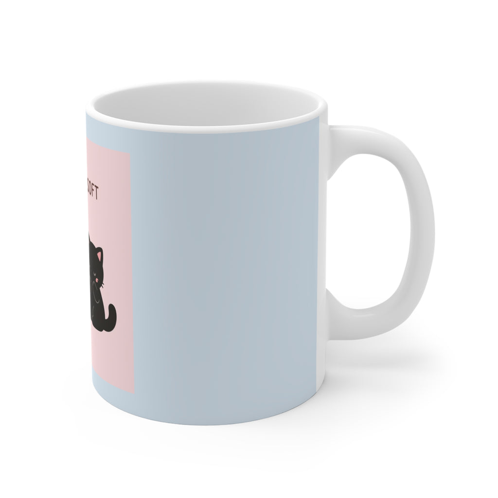 "LOVE CAN BE SOFT" Black Cat Mug | College Girl Gift | Fashion | KayKay Classics