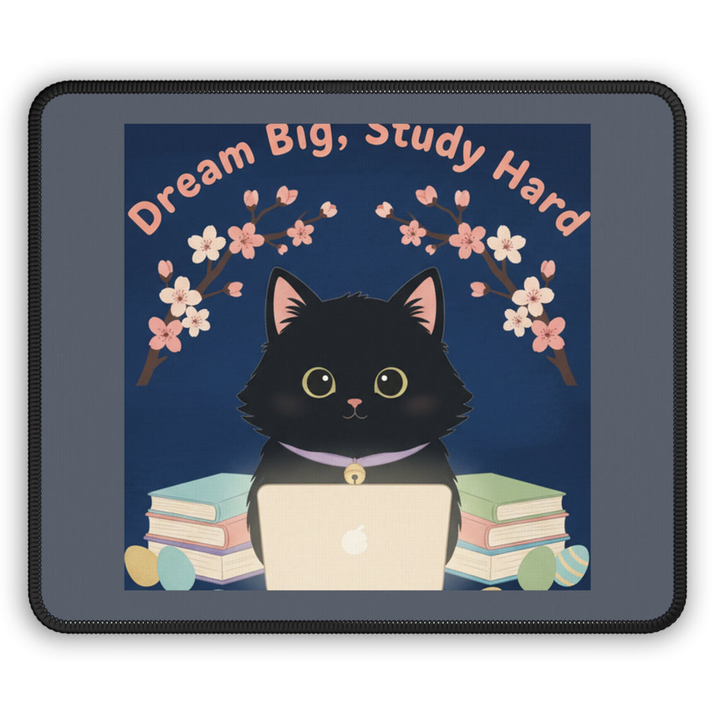 Black Cat Mouse Pad – Dream Big Study Hard