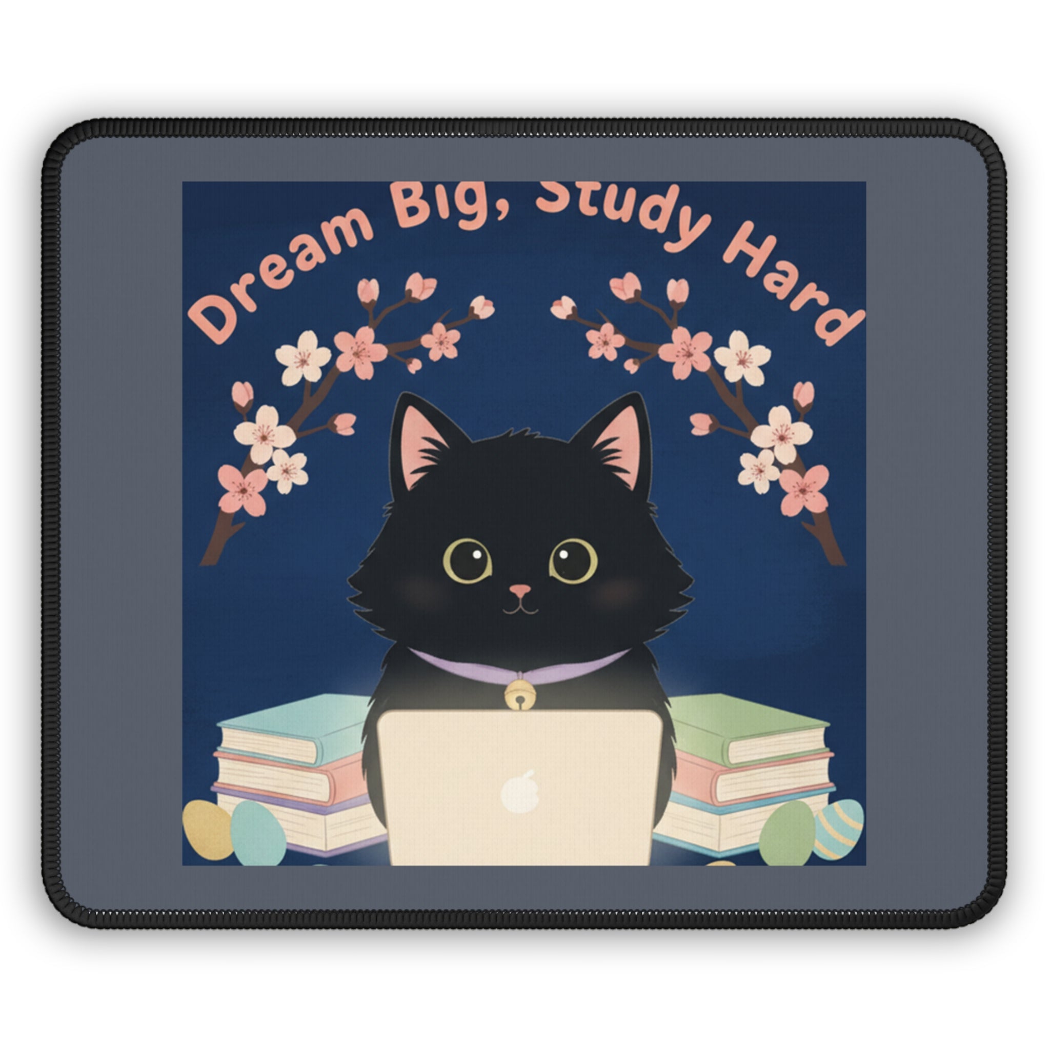 Black Cat Mouse Pad – Dream Big Study Hard