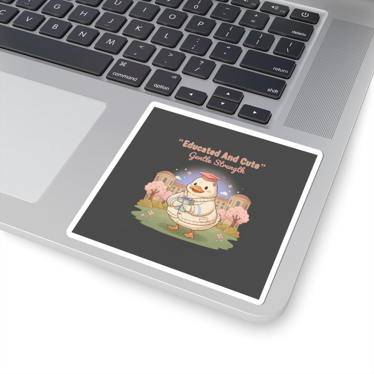 Duck In A Cardigan Kiss-Cut Sticker – Educated and Cute Gentle Strength