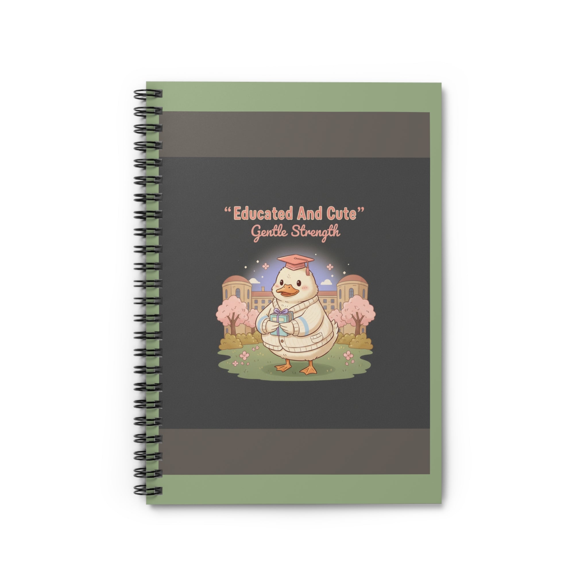 Duck In A Cardigan Spiral Notebook – Educated and Cute Gentle Strength