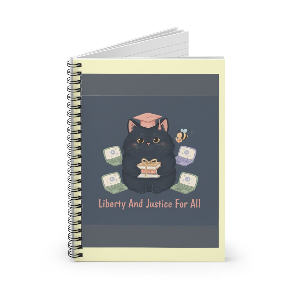 Black Cat Spiral Notebook – Liberty and Justice for All
