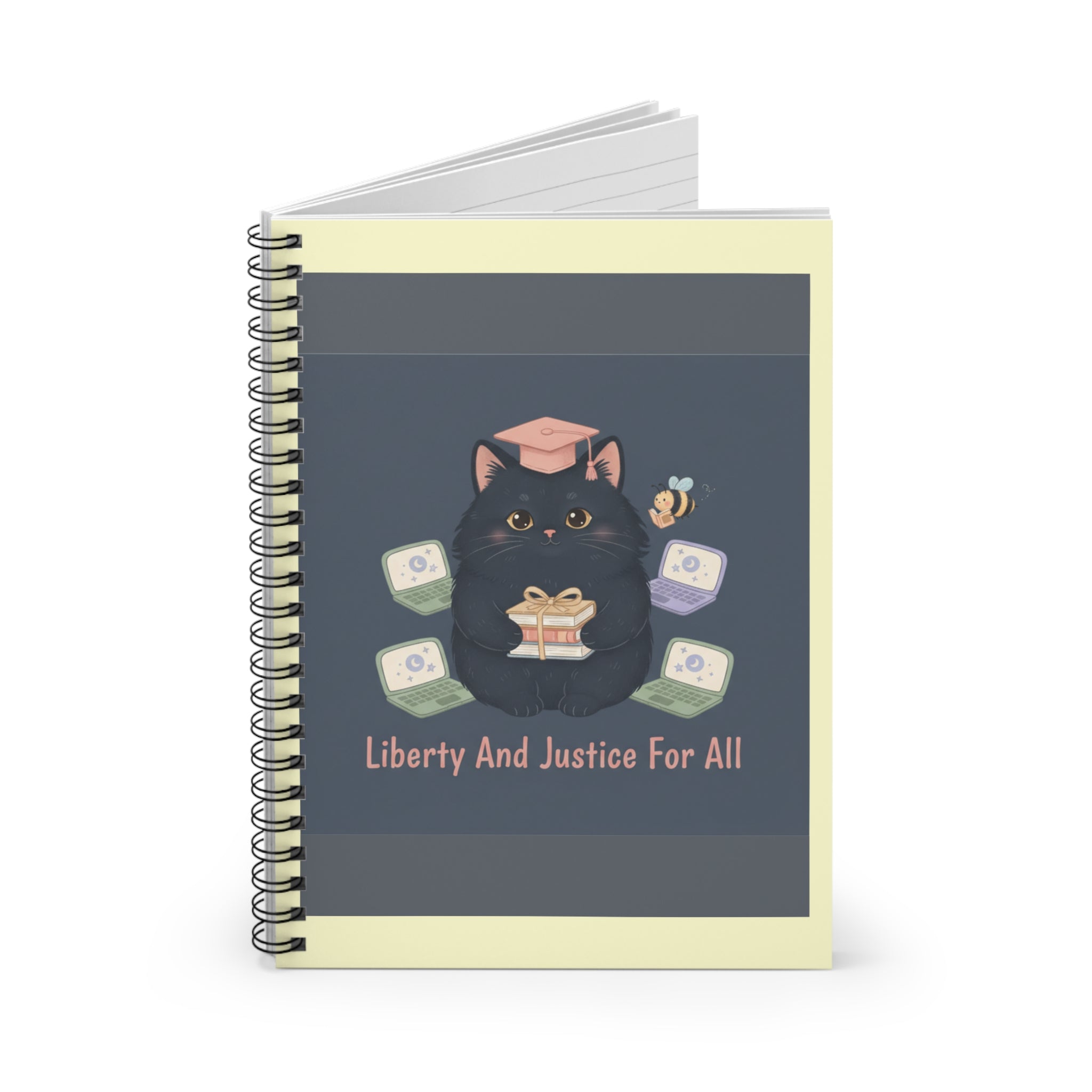 Black Cat Spiral Notebook – Liberty and Justice for All