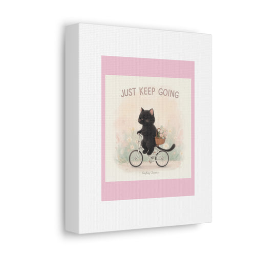 "JUST KEEP GOING" Black Cat Canvas | College Girl Gift | Fashion | KayKay Classics