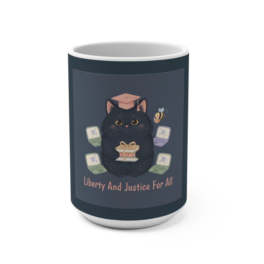 Black Cat Mug 15oz – Liberty and Justice for All