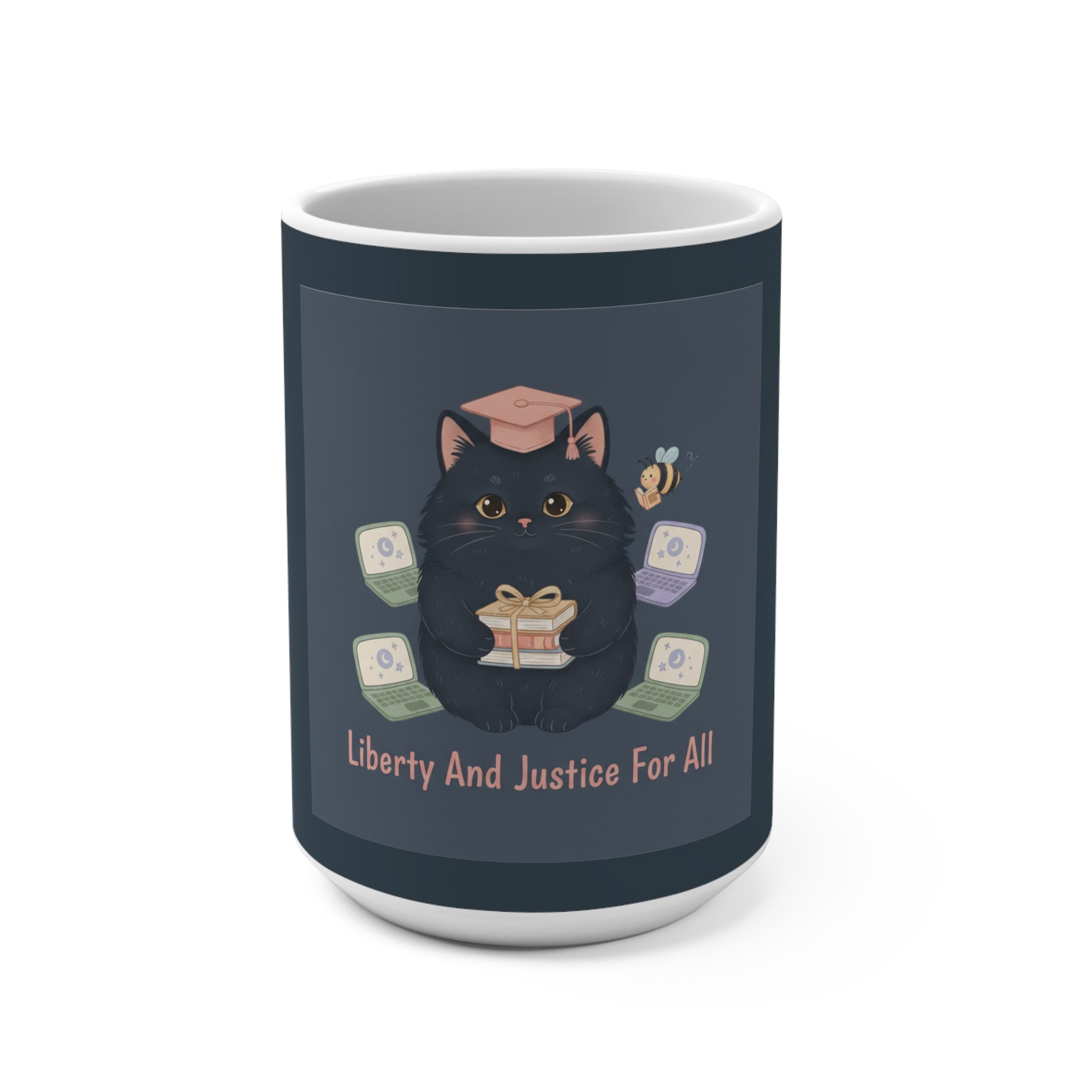 Black Cat Mug 15oz – Liberty and Justice for All