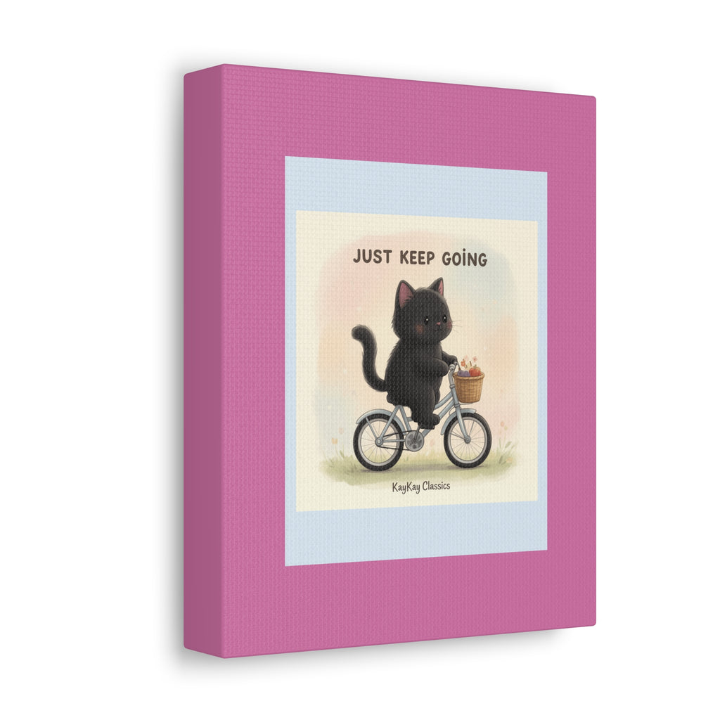 "Just Keep Going" Black Cat Canvas | College Girl Gift | Fashion | KayKay Classics