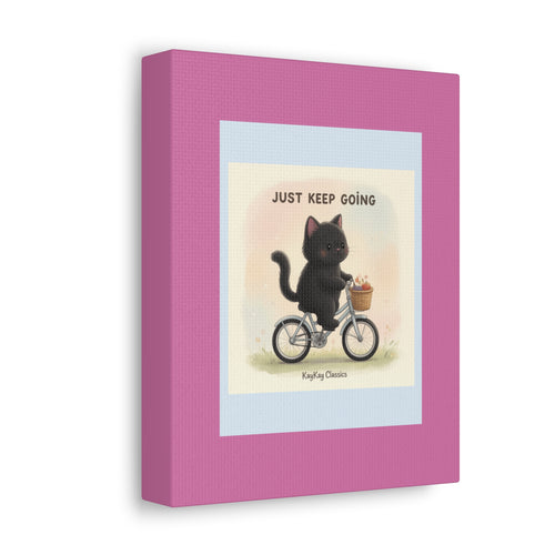 "Just Keep Going" Black Cat Canvas | College Girl Gift | Fashion | KayKay Classics