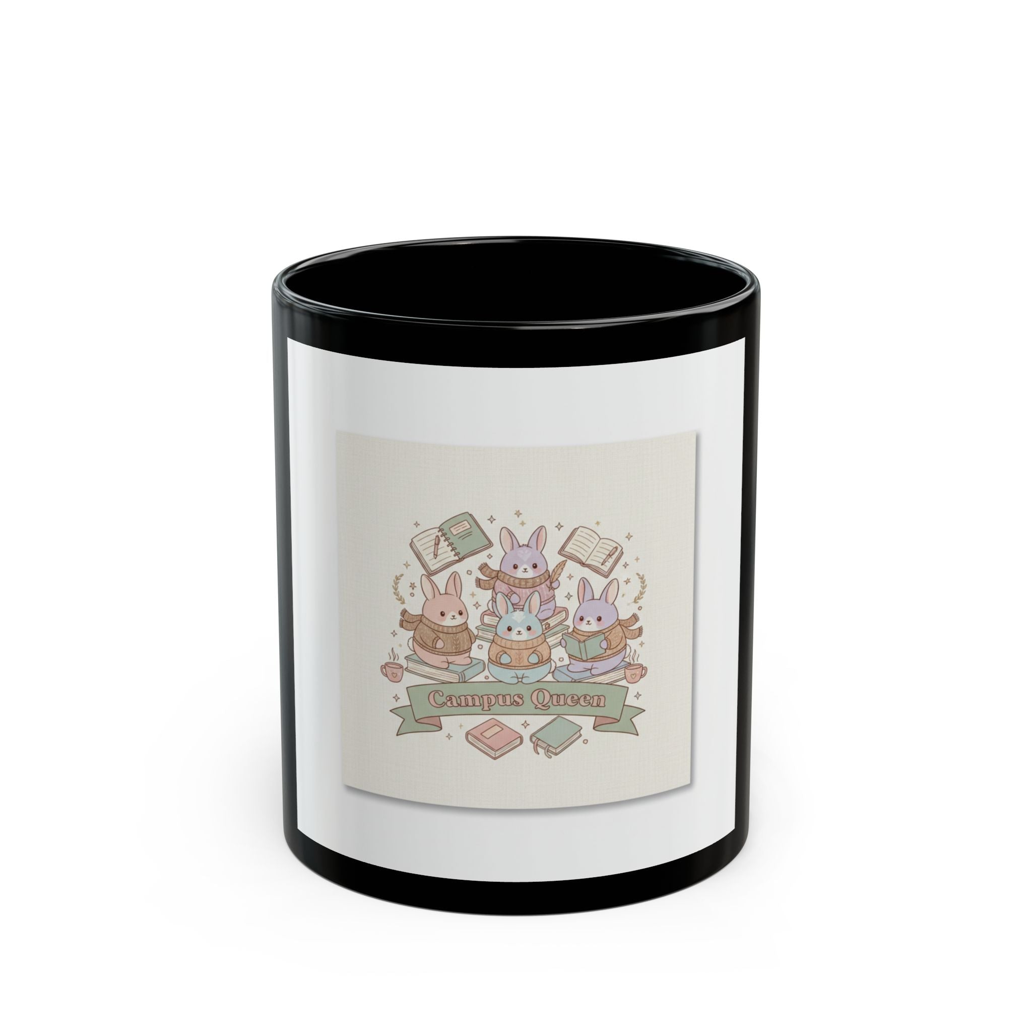 Campus Queen Bunny Black Mug 11oz