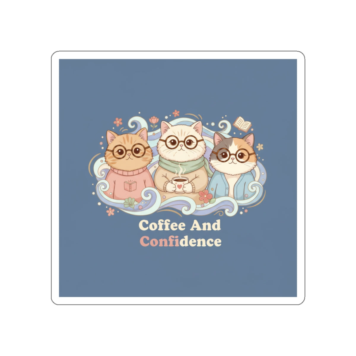 Cats With Glasses Die-Cut Sticker – Coffee and Confidence