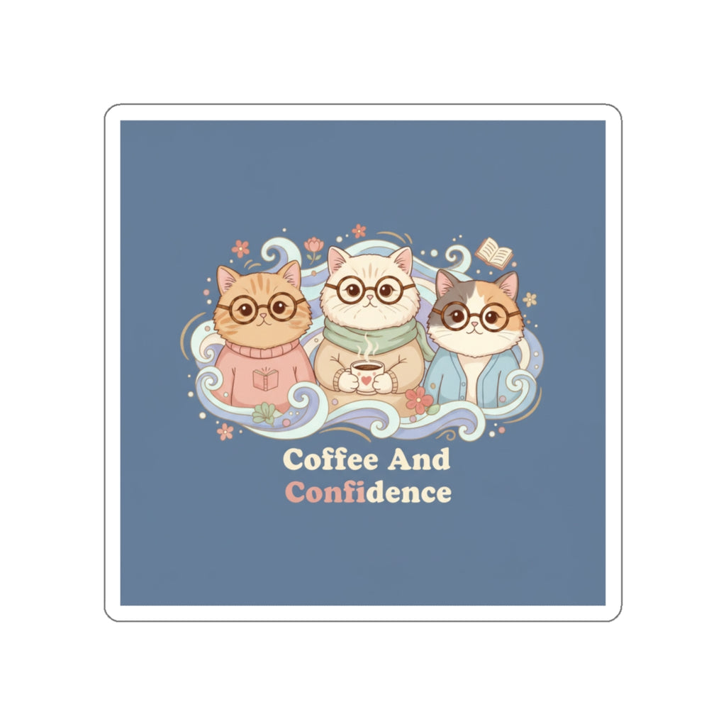 Cats With Glasses Die-Cut Sticker – Coffee and Confidence