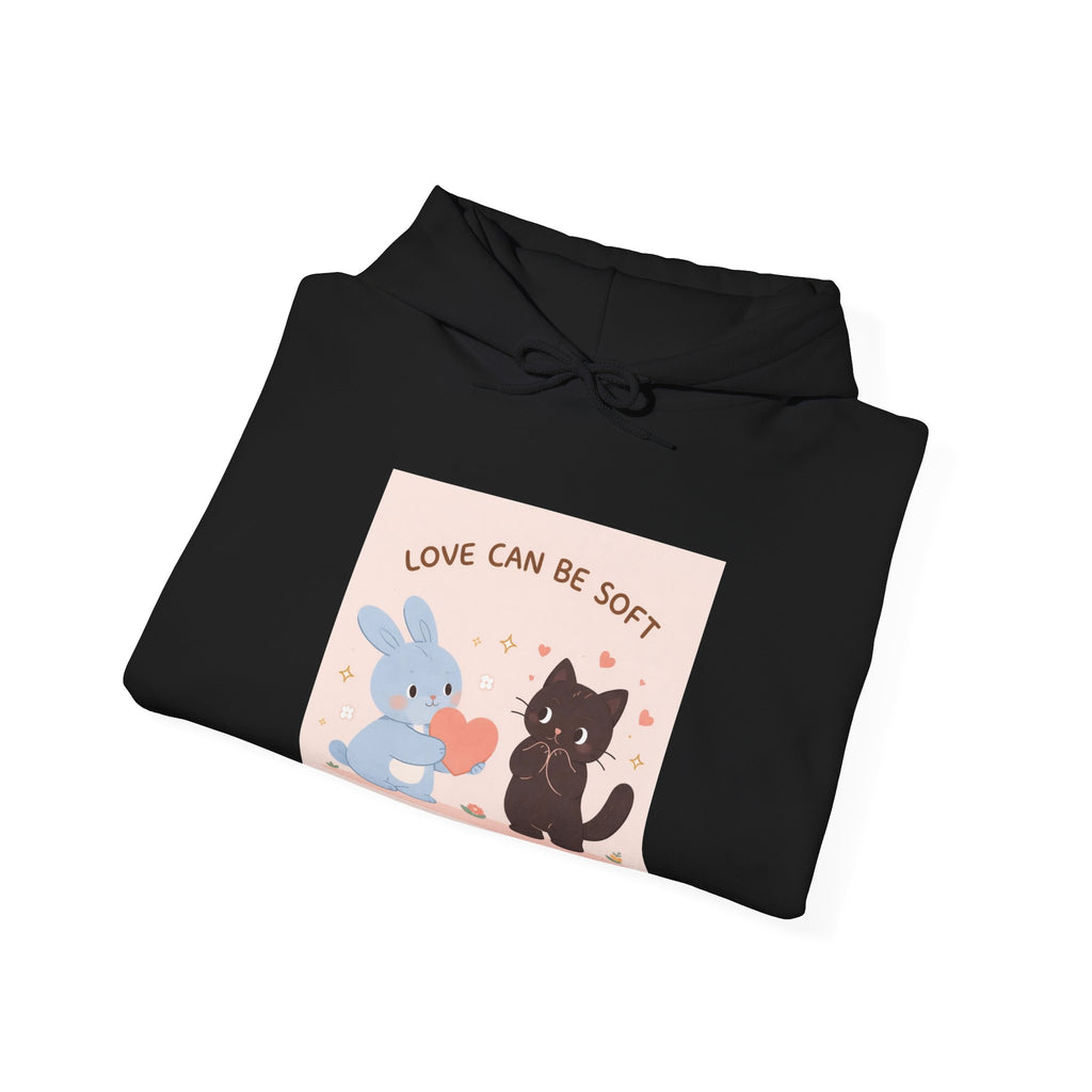 "LOVE CAN BE SOFT" Black Cat Hoodie | College Girl Gift | Fashion | KayKay Classics