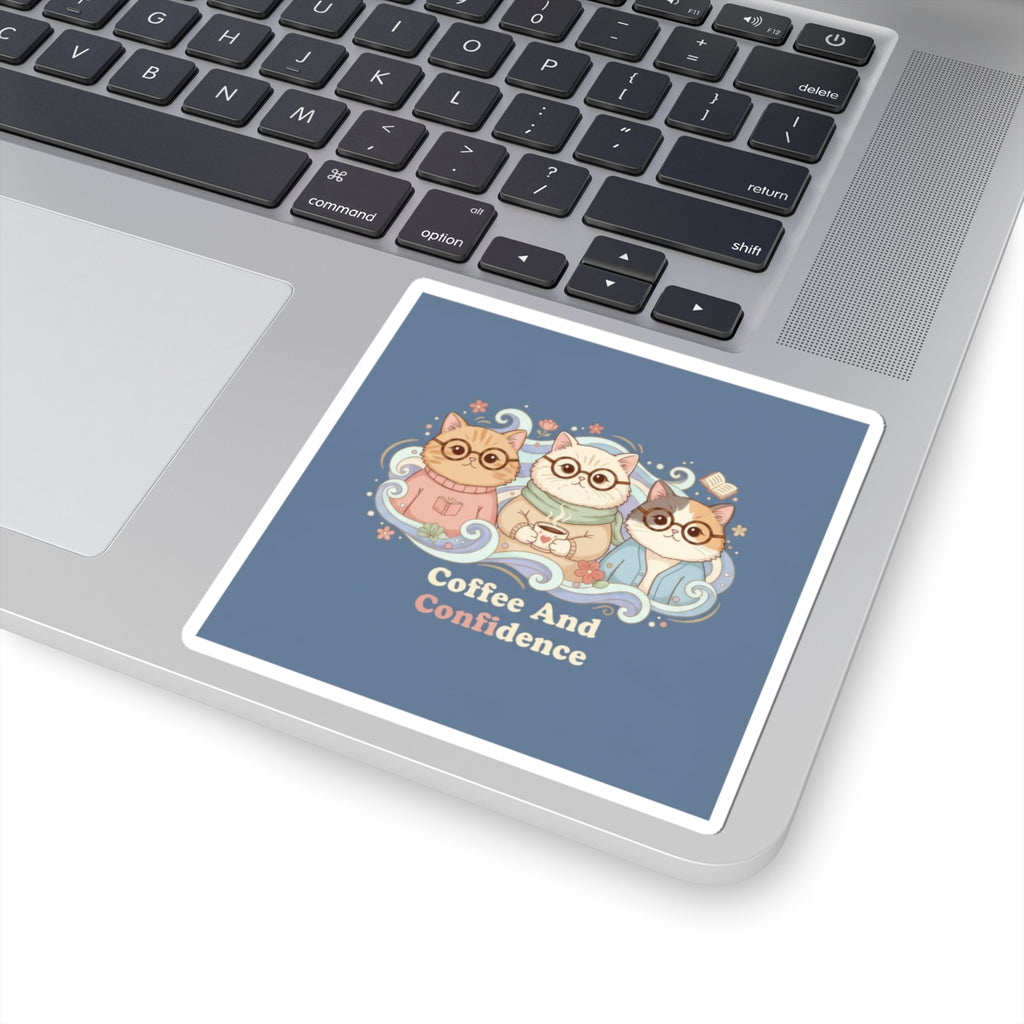 Cats With Glasses Kiss-Cut Sticker – Coffee and Confidence