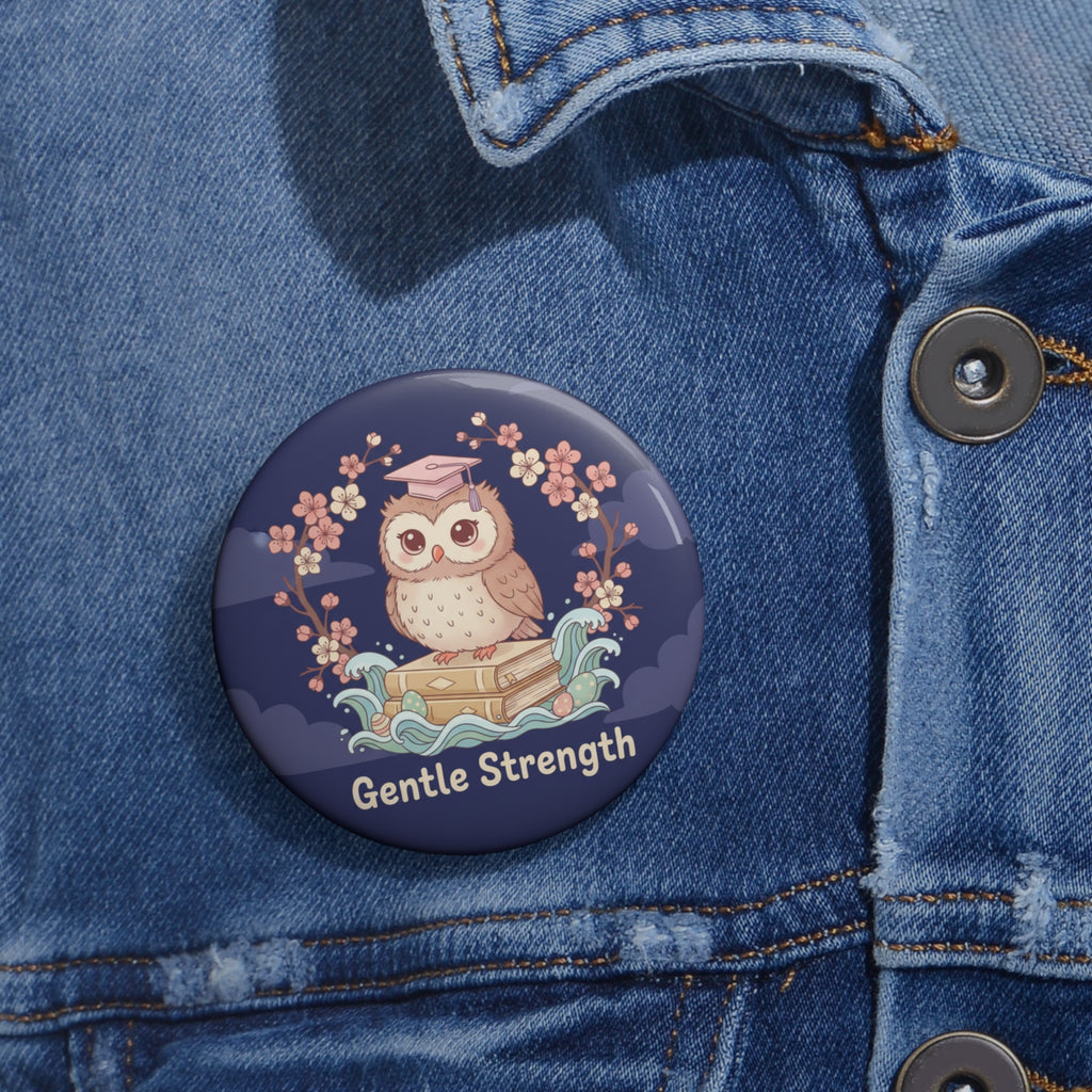 Owl Pin Button – Gentle Strength