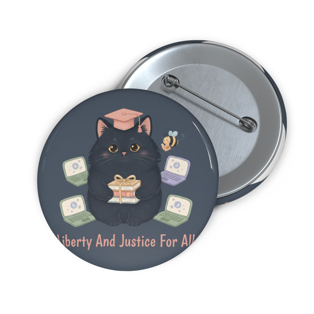 Black Cat Pin Button – Liberty and Justice for All