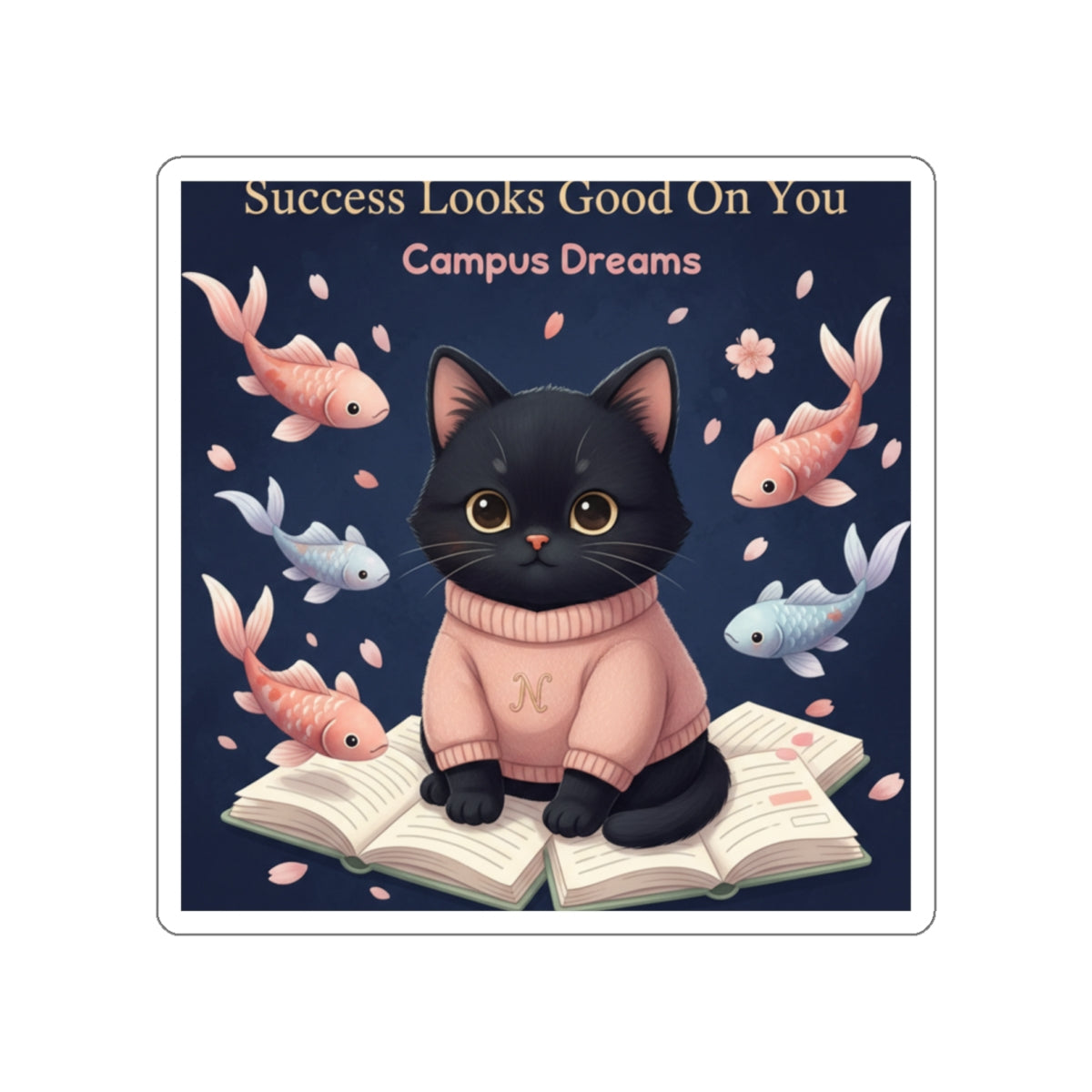 Black Cat Die-Cut Sticker – Success Looks Good on You Campus Dreams