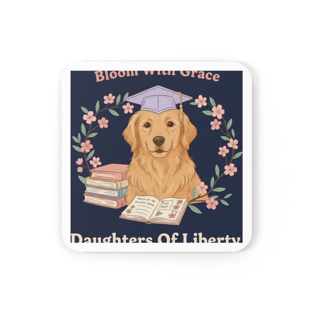Golden Retriever Cork Coaster – Bloom With Grace