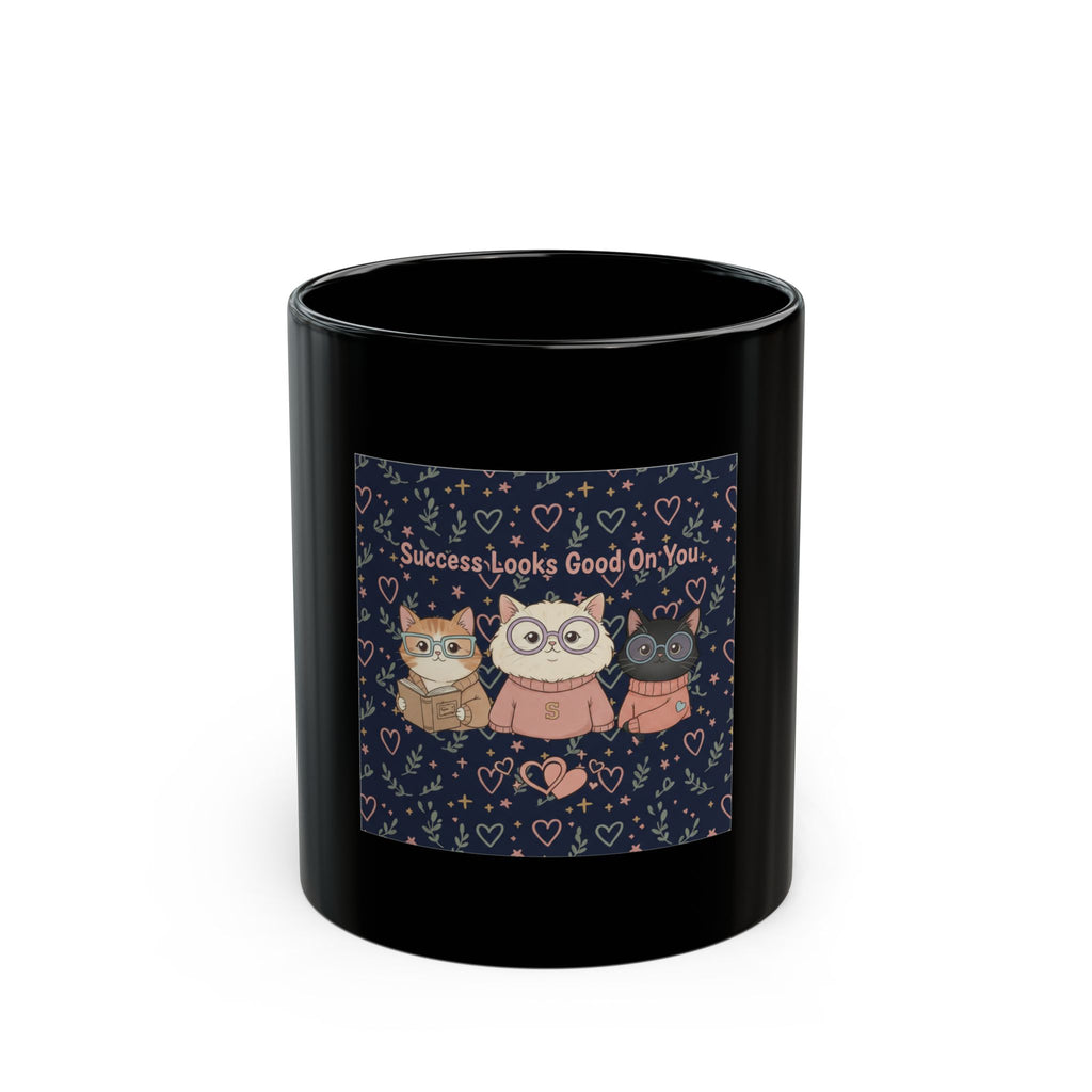 Cats With Glasses Black Mug 11oz – Success Looks Good on You