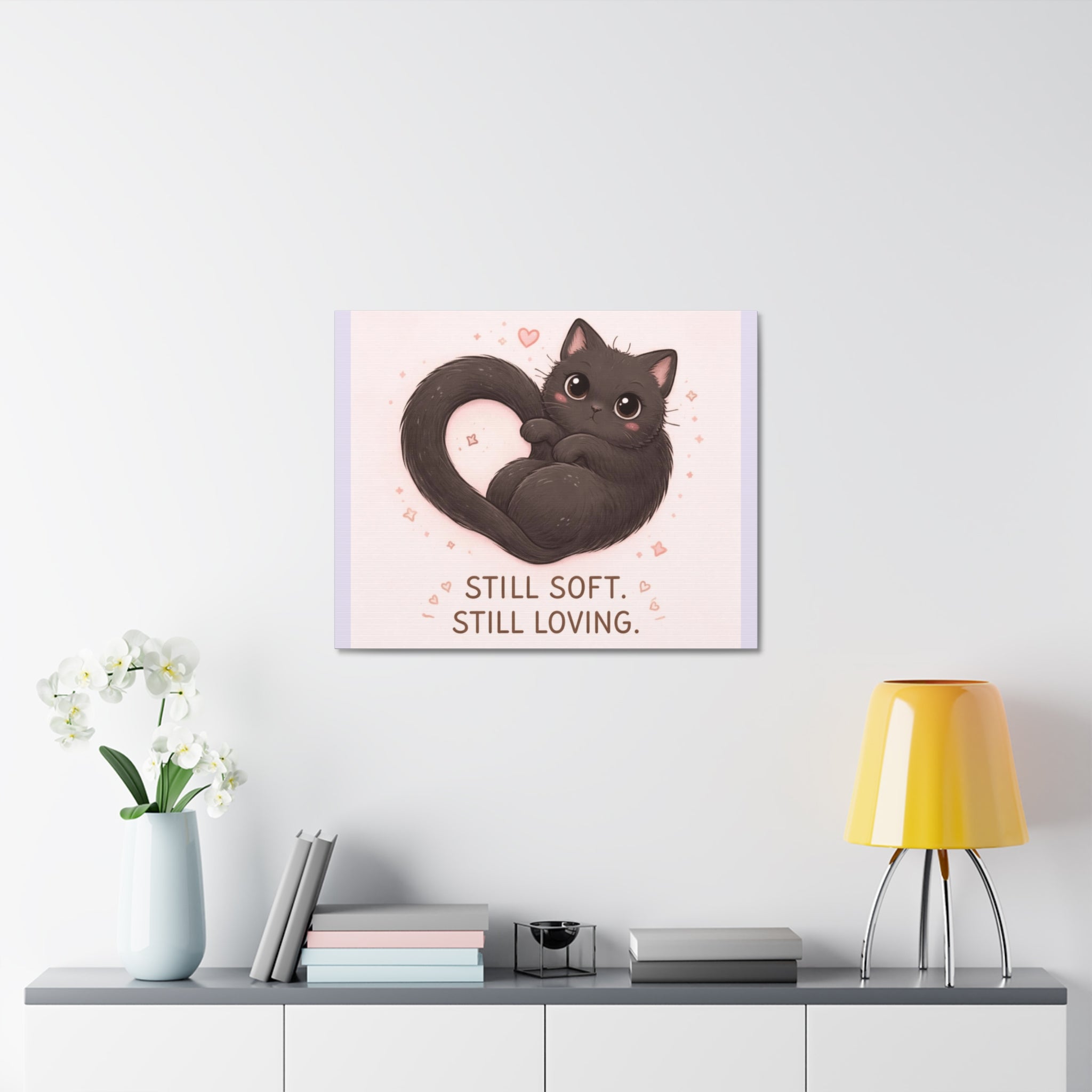 "STILL SOFT. STILL LOVING" Black Cat Canvas | College Girl Gift | Fashion | KayKay Classics