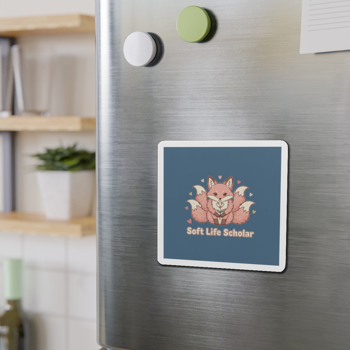 Kitsune Die-Cut Magnet – Soft Life Scholar