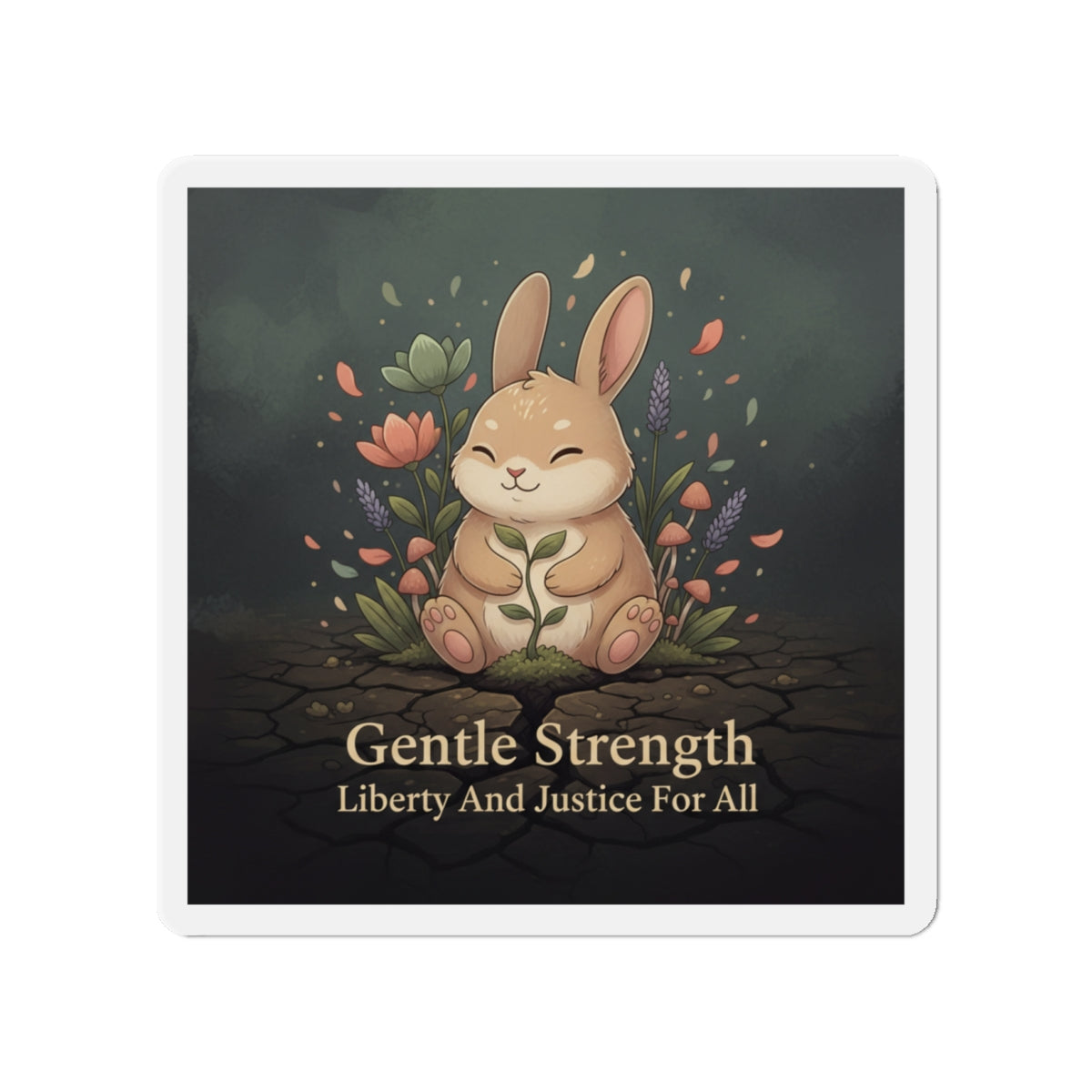 Bunny Die-Cut Magnet – Gentle Strength Liberty and Justice for
