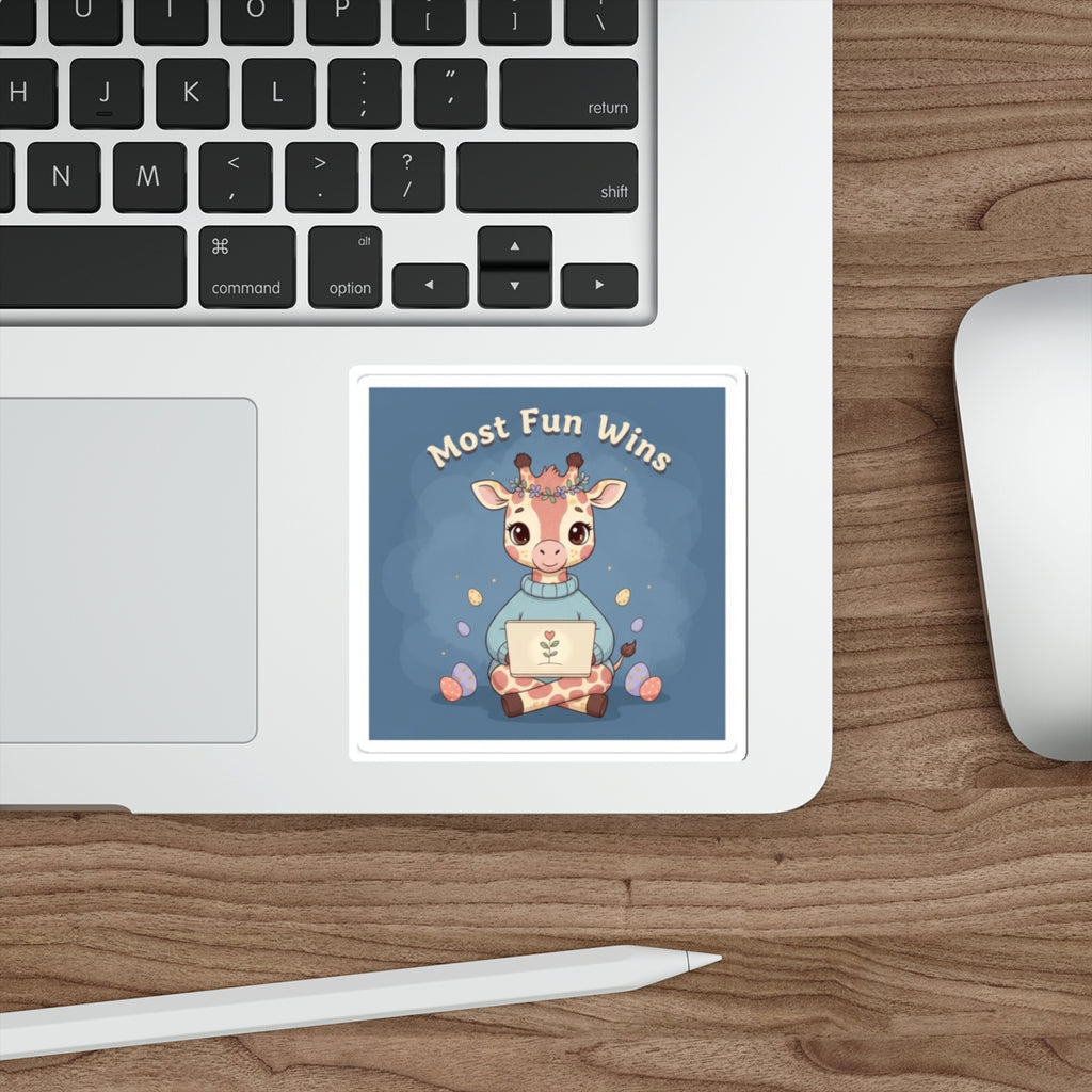 Giraffe Die-Cut Sticker – Most Fun Wins