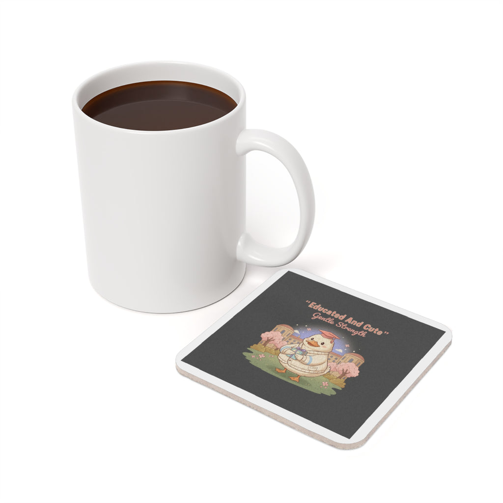 Duck In A Cardigan Cork Coaster – Educated and Cute Gentle Strength