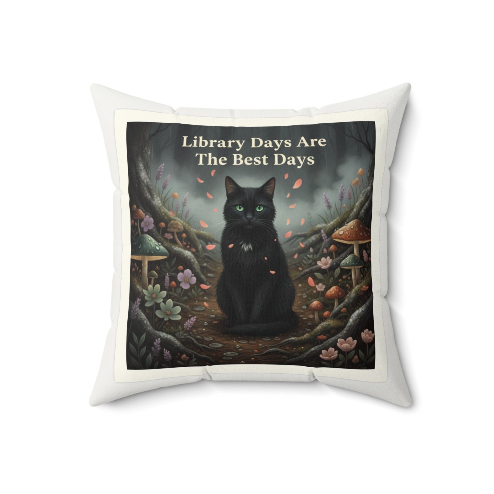 Cat Square Pillow – Library Days Are the Best Days