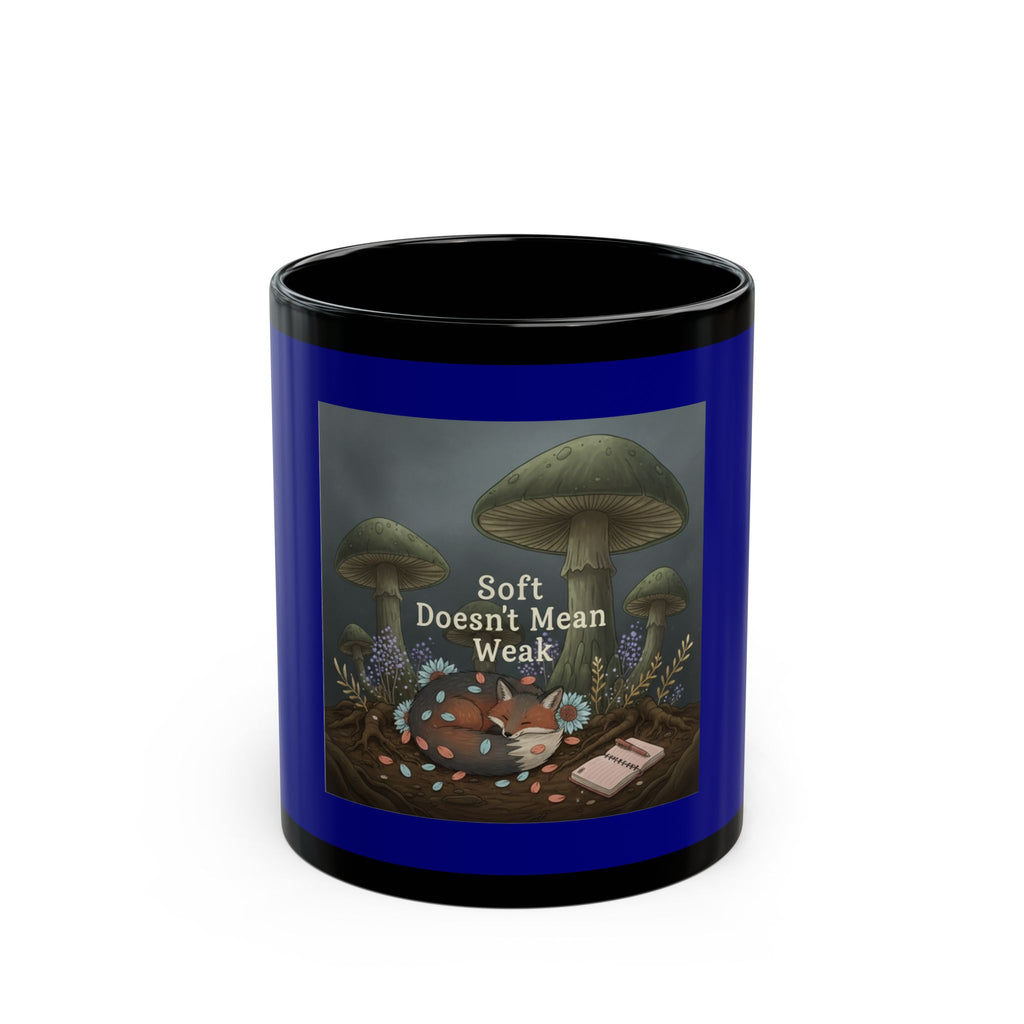 Fox Black Mug 11oz – Soft Doesnt Mean Weak