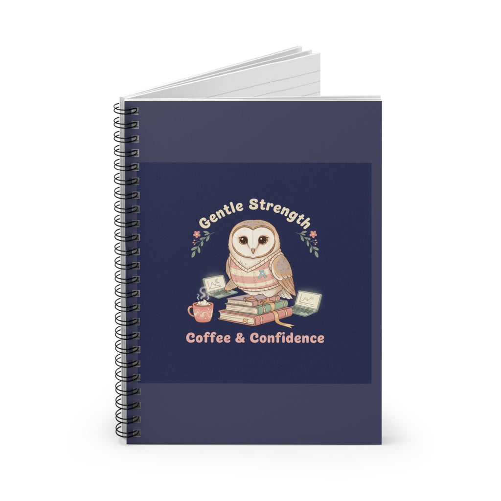 Owl Spiral Notebook – Gentle Strength Coffee Confidence