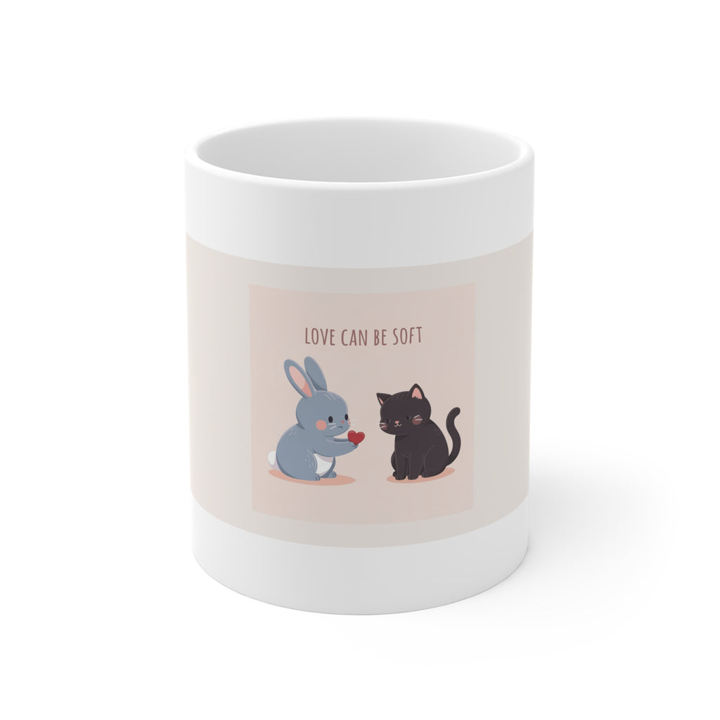 "LOVE CAN BE SOFT" Black Cat Mug | College Girl Gift | Fashion | KayKay Classics
